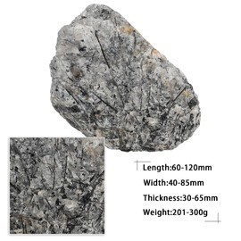 mookaitedecor 201-300g Natural Black Rutilated Quartz Raw Crystal Stone Mineral Specimen for Reiki Healing Desk Decor, Small Semi Precious Black Rough Stone Gift Collectible, Length 6-12cm