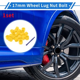 VekAuto Wheel Lug Nut Bolt 17mm Rims Tire Nut Screws Dust Cap Cover Nut Protection Silicone Yellow Outer with Removal Tool