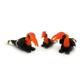 MyTinyWorld 2 Dolls House Miniature Adult Orange Hornbills with Baby