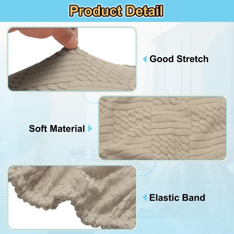 sourcing map Stretch Ottoman Cover Stripe Square Ottoman Slipcover with