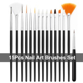 34pcs Nail Art Brushes Set – 15 Nail Brushes, 5 Dual-Ended Dotting Pens, 5 Liner Brushes, 5 Carving Brushes, Brush Holder & 3 Dual-Ended Nail Art Pens – Tools for Gel, Acrylic, DIY Design