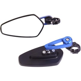 MotorToGo One Pair Blue Stem Black House CNC 7/8" Handlebar Bar End Arrow Mirrors for 2018 Honda Grom 125 ABS