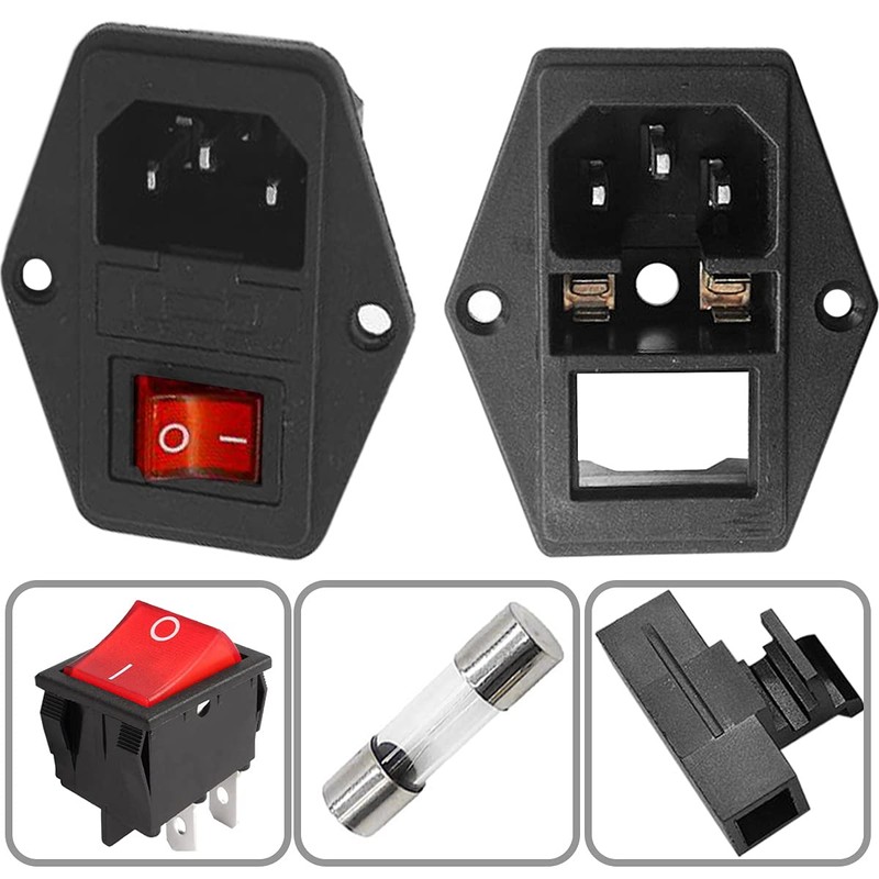 Xiatiaosann 3 PCS Inlet Module Plug, Rocker Switch Power Socket