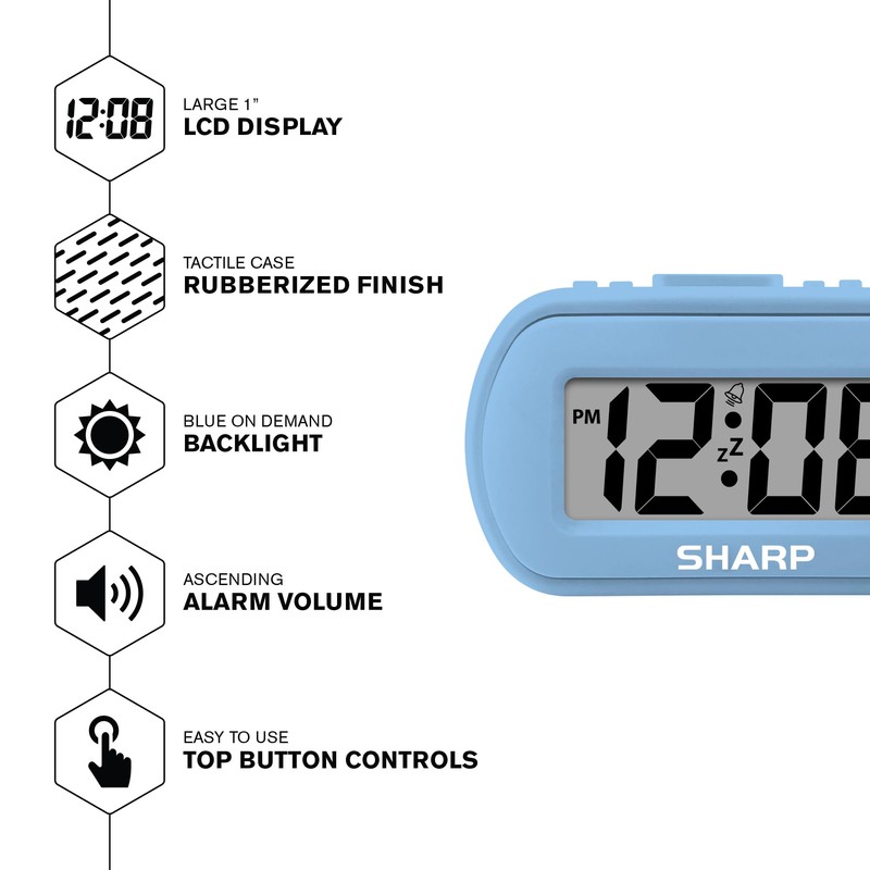 Sharp Digital Alarm Clock – Tactile Case with Soft Rubberized