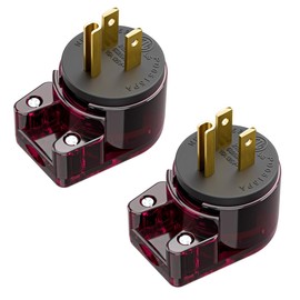 (2xPCS) Right Angle Nema 5-15P 15A 125V AC Plug, [ETL] Easy Assembly 90 Degree USA Canada Male DIY Rewirable 8 Directions Adjustable AC Connector Red and Black
