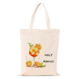 Scinzene Aperol Gift 40 x 35 cm, Cotton Bag Aperol Spritz Gift Set, Holy Aperoli Jute Bag, Shopping Bag, Tote Bag, Women's Shopping Bag for Cocktail Lovers Decorations, 1