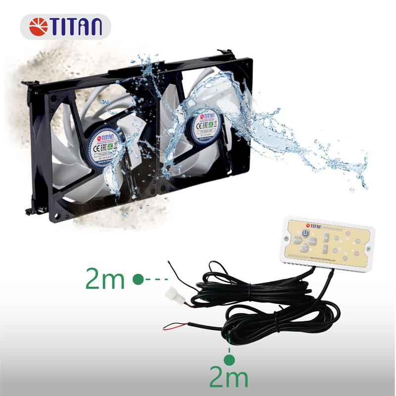 TITAN- 12V DC Double Rack Mount Ventilation Cooling Fan for