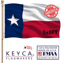 KEYCA Texas State Flag 5x8 FT Made in The USA- Heavy Duty Vibrant Colors Double Sided Texas TX Flag with 3 Brass Grommets for Home/Company/Indoor Outdoor Decoration