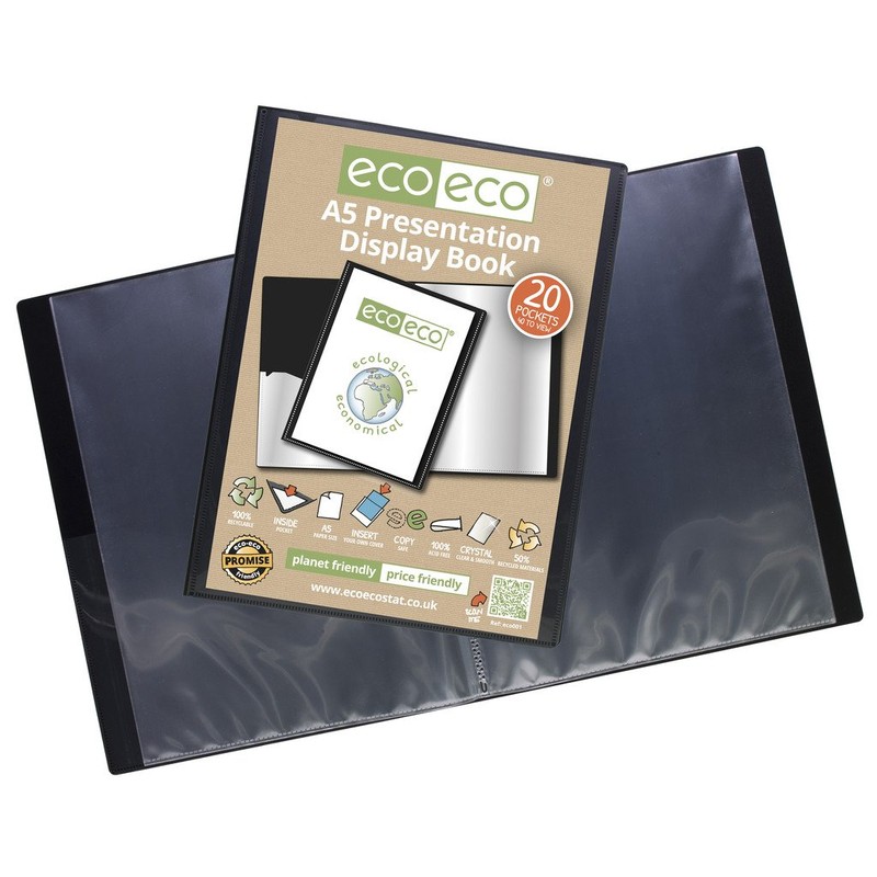 eco-eco 12 x A5 50% Recycled 20 Pocket Black Folder