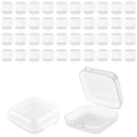 ANNASAMDO Pack of 40 Storage Boxes with Lid, Small, Plastic Boxes, Small Plastic Storage Container Box for Craft Accessories, Jewellery, Beads (3.5 x 3.5 x 1.8 cm, Transparent)