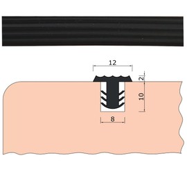 TIBU Step Stop Stairs, Non-Slip Profile Anti-Slip Rubber in Various Colours Standard (12 mm Wide x 2 mm Thick) Black