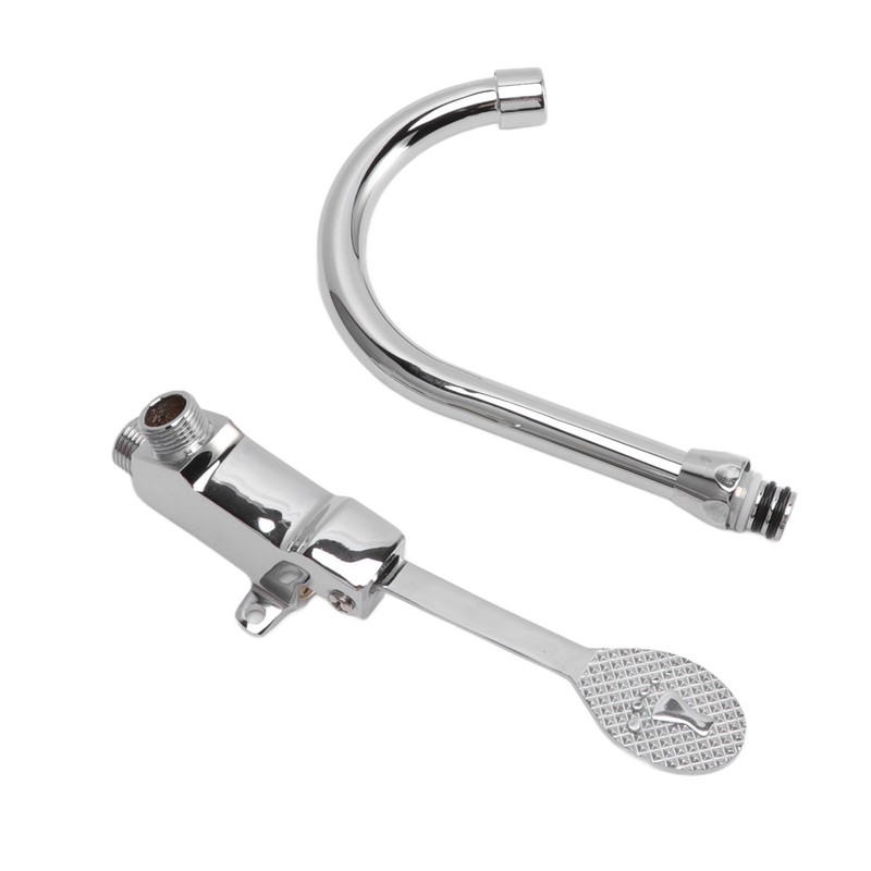 Foot Pedal Faucet Set Stainless Steel Hands Free Silver Touchless