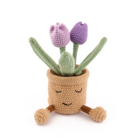 caiyjhao Wool Woven Tulips, Artificial Plants Permanent Tulips, Hand-Woven Flowers Suitable for Dining Tables, Offices, Birthday Gifts, Weddings, Thanksgiving Decorations (Purple)