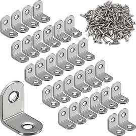30Pcs L Bracket Right Angle Corner Braces, Stainless Steel 20x20mm Small Shelf Bracket for Wood, Shelves, Cabinet, Wall Hanging Support 90 Degree Joint Right Angle Brackets with Screws