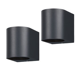 LASIDE Outdoor Wall Lights Pack of 2, Anthracite Grey GU10 Down Outside Wall Lights Electric, IP44 Waterproof Aluminium Garden Wall Lights Mains Powered for Patio, Terrace, Balcony, Porch, Garage