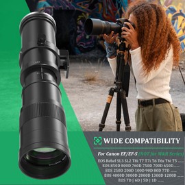 Super Telephoto Zoom Lens 420-800mm F8.3 Full Frame Manual Focus Zoom Lens for Canon EF/EF-S Mount DSLRs – Compatible with EOS Rebel T7/T7i, 5D, 90D, 80D, 7D & More