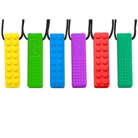 Tilcare Chew Chew Sensory Necklace – Best for Kids or Adults That Like Biting or Have Autism – Perfectly Textured Silicone Chewy Toys - Chewing Pendant for Boys (6-Pack)
