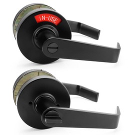 ANNFUZ Privacy Lever Lock with in-Used Or Vacant Indicator,Bathroom Handle Door Lock with Occupied Sign for Men/Woman Restrooms,Commerical ANSI Grade 2,Perfect for Public Washrooms (Matte Black)