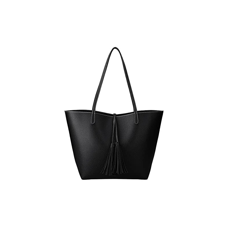 Balcos Blue Women's Tote Bag with Tassel, Black