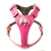 Beautiful Deep Pink Leather Dog Harness with English Bulldog Head