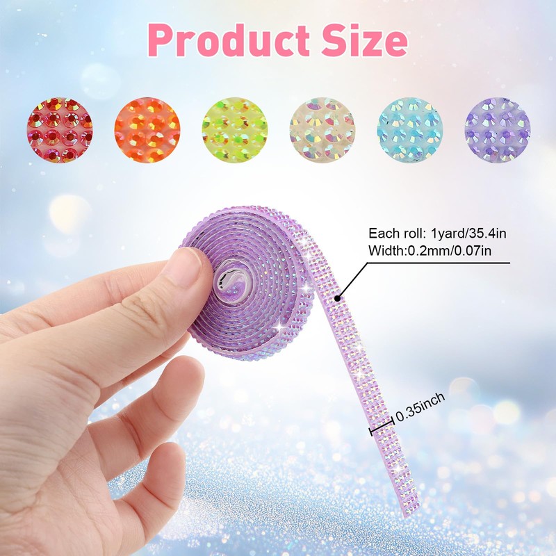 6-Yard Rhinestone Tapes, Bedazzling Strips Self Adhesive