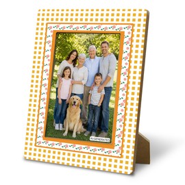 YTCSIHSV Orange Checkered 4x6 Picture Frame – Retro Vibes, Decorative Frame for Home, Office, and Tabletop Display, Ideal for Spring and Summer Decor Gifts