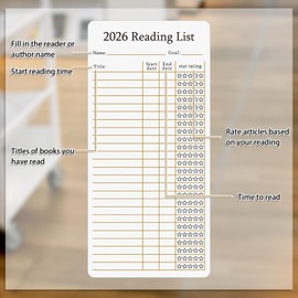Skyygemm 12 Pcs 2026 Reading List Bookmark Book Lover Gift Book Tracker Double Sided Reading Log Bookmark Review Annotation for Class Student Teacher School Library Literary Accessory