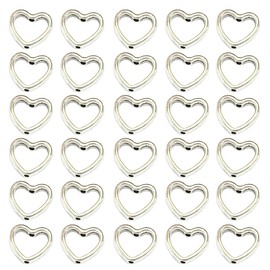 UUYYEO 30 Pcs Alloy Hollow Heart Spacer Beads Charms Pendants for DIY Bracelet Necklace Jewelry