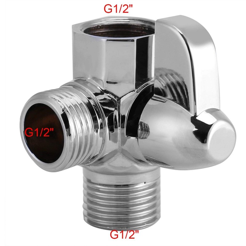 Three-Way Shower Diverter 3 Way Brass Chrome Diverter G 1/2"