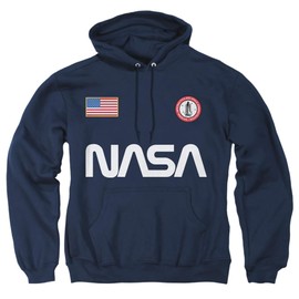 Popfunk Classic NASA Badge 3 Unisex Adult Pull-Over Hoodie (Large) Navy