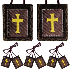 TALPGOD Scapulars Catholic, 3 Pack Bulk Brown Scapular, Escapularios Catolicos Scapular Catholic Gift For Women Man House Blessing Door Hanger Home Protection, Mexican Catholic Wall Art Decor