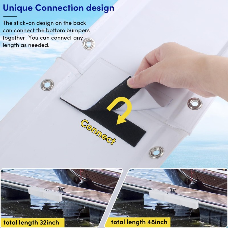 VEITHI Dock Bumper White,Dock Bumper Guard with Screws,Boat Dock Bumper
