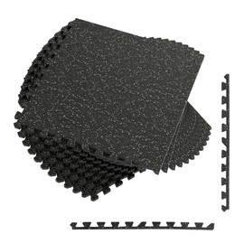Giantex 12-Pack Interlocking Rubber Gym Floor Mats, 0.79'' Thick 24''x24'' Puzzle Tiles with Border Strips, 48 sq.ft Anti-Slip, Noise-Reducing Flooring for Home Workout & Exercise