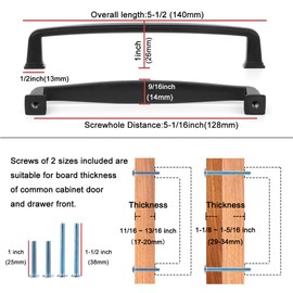 KOOFIZO 10 Pack 5 Inch Black Kitchen Cabinet Pulls Matte Black Cabinet Handles Black Cabinet Hardware for Kitchen Cabinets 1817 Drawer Dresser Cupboard Bedroom