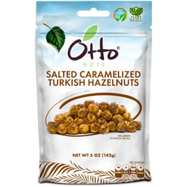 Otto Nuts - Salted Caramelized Turkish Hazelnuts, Non-GMO Naturally Vegan Snack, Good Source of Protein | 5 OZ with Resealable Bag