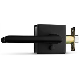 Berlin Modisch Privacy Lever Door Handle Slim Square Easy to Open Locking Lever Set [for Bedroom or Bathroom] Reversible for Right & Left Sided Doors Heavy Duty - Iron Black Finish