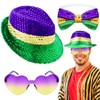 Sequin Bow Tie and Hat Set - Mardi Gras Accessory