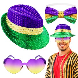 Sequin Bow Tie and Hat Set - Mardi Gras Accessory Favors