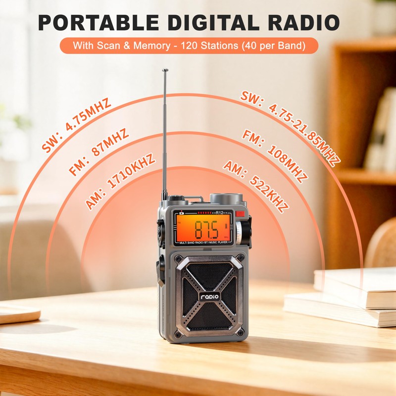 RunningSnail Solar Hand Crank Emergency Radio, NOAA Weather Alert, AM/FM/SW