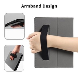 Hoibon DOOGEE U9/U10/U10 PRO Tab 10.1 inch Case PU Leather Folio Folding Protective Cover Auto Sleep/Wake Magnetic Clasp Smart Case & Strap for DOOGEE U9/U10/U10 PRO Tablet (Black)