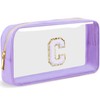 LOFOWN Initial Clear Makeup Bag Small Cosmetic Bag Travel Toiletry