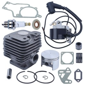 Mtanlo 52mm Cylinder Piston Kt Ignition Coil For Stihl MS380 038 1119 020 1202 Chainsaw, 52mm Cylinder Piston Kit, Piston Needle Bearing, Ignition Coil, Spark Plug, Cylinder Gasket, Muffler Gasket