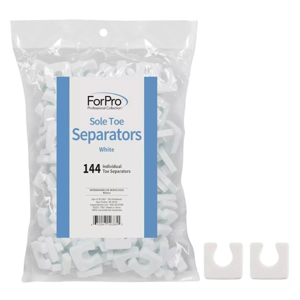 Branded ForPro Sole Toe Separators, White, Individual Toe Separators for