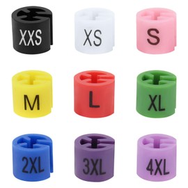 Dreamtop 450 Stück Größenfinder Kleiderbügel Kleiderschrank Größe Trenner Kleidergrößen Teiler Kleiderbügel Marker 9 Größen Set (XXS - 4XL) für die Farbkodierung von Kleidungsstücken Schrank