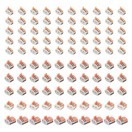 100PCS Compact Lever Wire Connectors Kit 2/3/4/5 Conductor Electrical Connectors Butt Terminals for Quick Connect 28-12AWG