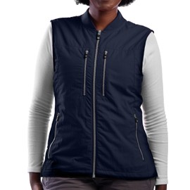 SCOTTeVEST 101 Vest for Women - 9 Hidden Pockets - Water Repellent for Travel & More (Navy, M2)