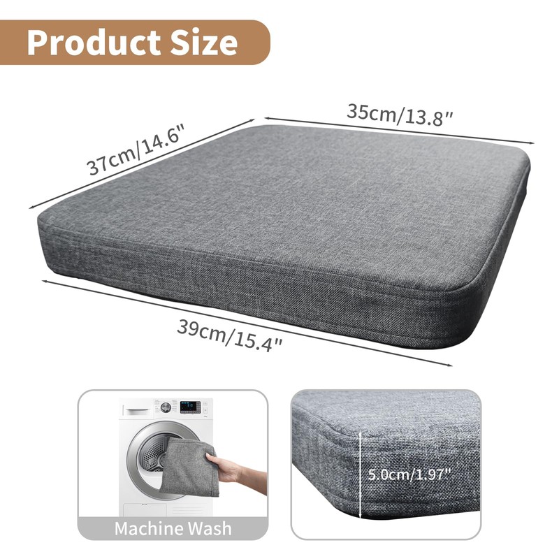 BOOSDEN Thick Chair Cushions, Memory Foam Seat Cushion,Removable Soft Non-Slip