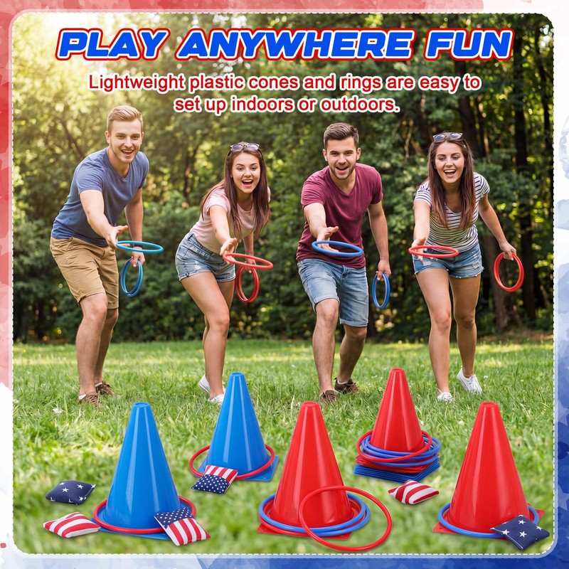 RoundFunny 12set 3 in 1 Independence Day Ring Toss Game