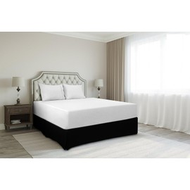 Premium King Size Bedskirt 800TC 100% Egyptian Cotton Black Bed Skirt King Size 21" Drop Length, Tailored Fit, Elegant Pleated Style - Black