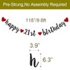 Ycinas Happy 21st Birthday Banner, Pre-Strung,Black Glitter Paper Garlands for